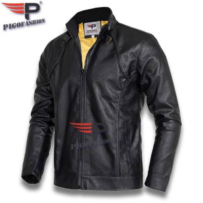 Áo khoác da nam leather lót lông thu đông Pigofashion cao cấp AD28 Đen