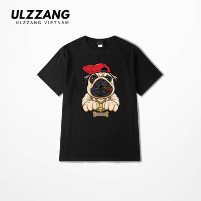 Áo thun tay lỡ ULZZANG 100% cotton dáng unisex, áo form rộng in hình rickpug