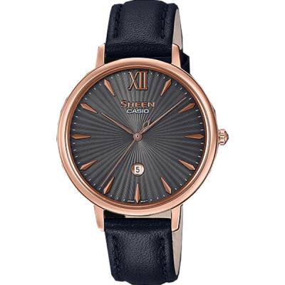 Đồng Hồ Casio Sheen SHE-4534PGL-1AUDF - Nữ - Dây Da Màu Đen - Kính Sapphire - WR50M