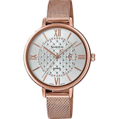 Đồng Hồ Casio Sheen SHE-4059PGM-7AUDF - Nữ - Dây Kim Loại - Đính Pha Lê Swarovski