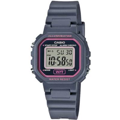 Đồng Hồ Nữ Casio LA-20WH-8ADF Dây Nhựa Màu Xám - Mặt Vuông Viền Hồng