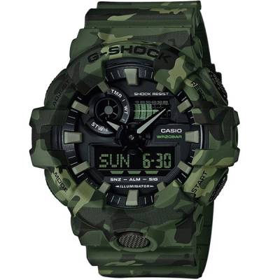 Đồng Hồ Nam Casio G Shock GA-700CM-3ADR Dây Nhựa Màu Quân Đội - Đèn Led Chiếu Sáng Cực Mạnh