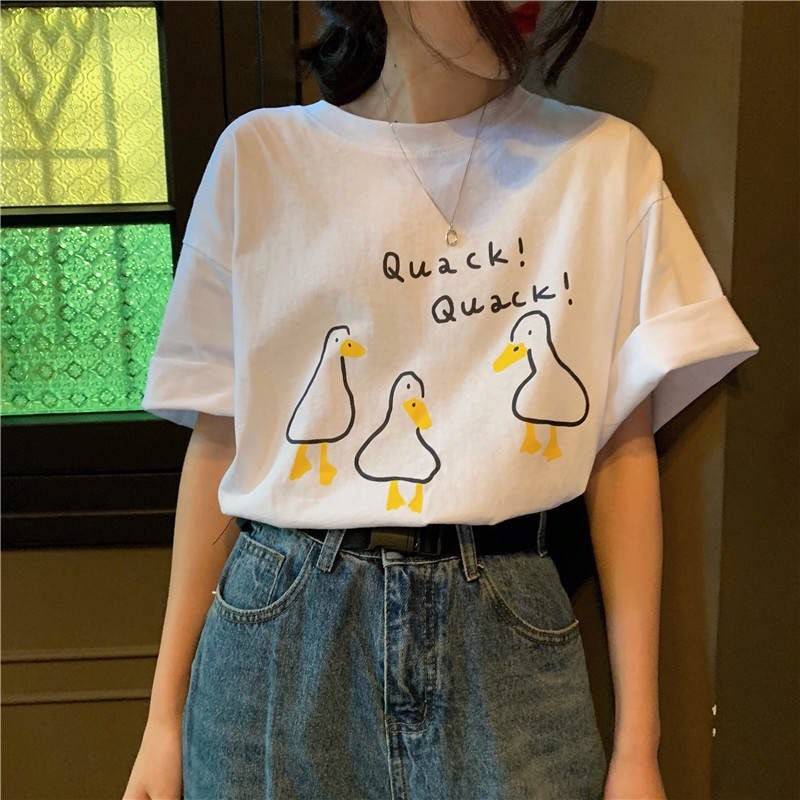 Áo thun tay lỡ vịt quackkk - trắng